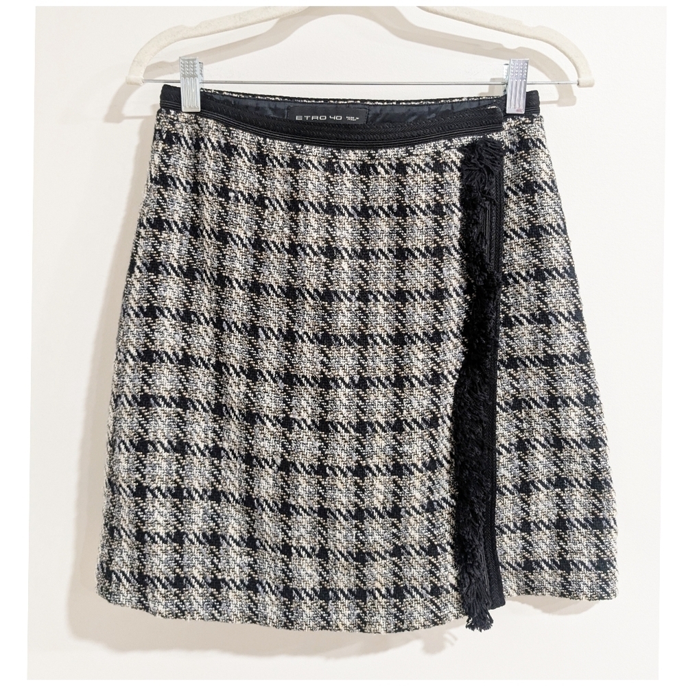 Etro Tweed Fringe Mini Skirt